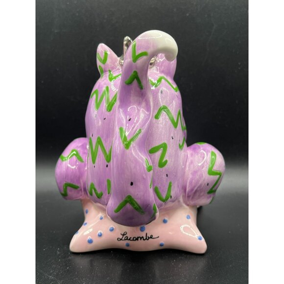 WhimsiClay by Amy Lacombe Cat Figurine 2002 #24229 Annaco Purple Cat on Pillow - Picture 4 of 12